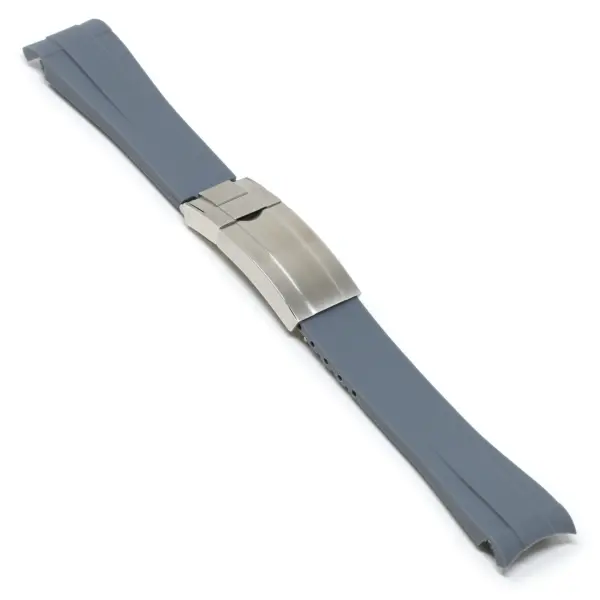 R.rx1.7.bs Angle Grey (Brushed Silver Clasp) StrapsCo Fitted Rubber Watch Band Strap