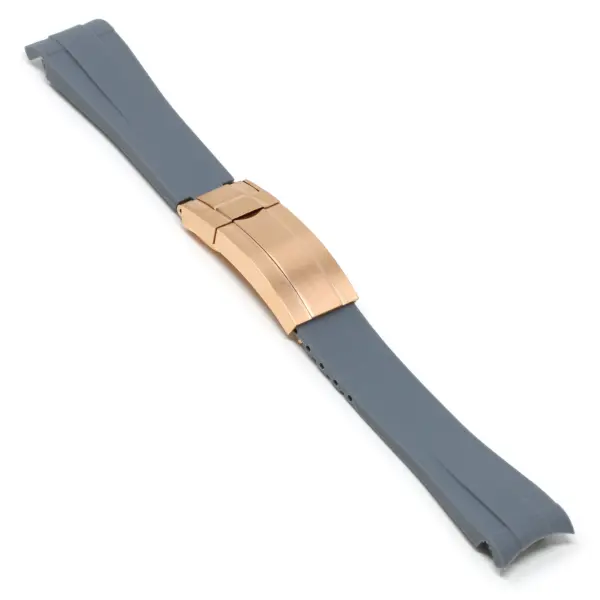 R.rx1.7.rg Angle Grey (Rose Gold Clasp) StrapsCo Fitted Rubber Watch Band Strap