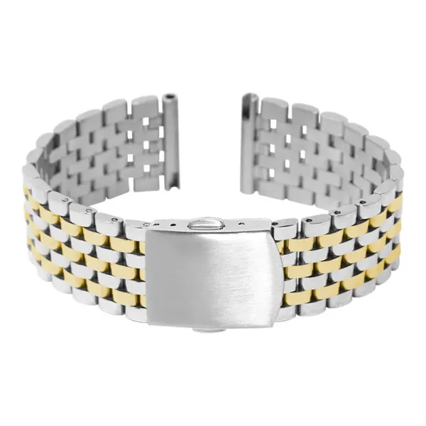m.bd2.2t Main Two Tone (Alt Clasp) StrapsCo Stainless Steel Vintage Beads of Rice Bracelet Quick Release Strap 18mm 19mm 20mm 21mm 22mm
