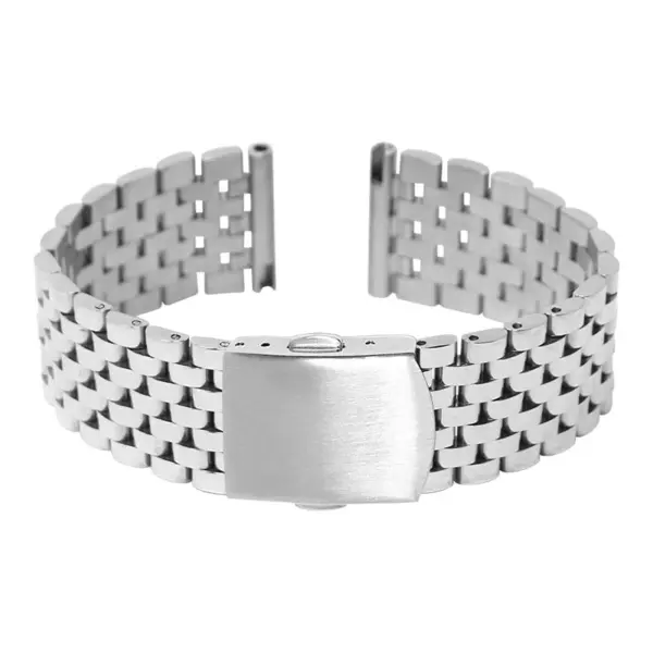 m.bd2.ss Main Polished Silver (Alt Clasp) StrapsCo Stainless Steel Vintage Beads of Rice Bracelet Quick Release Strap 18mm 19mm 20mm 21mm 22mm