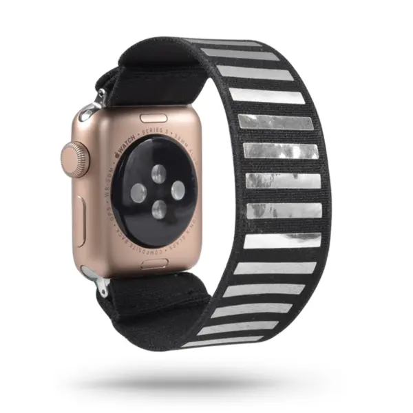 a.ny5 .149 Main Silver Bars StrapsCo Nylon Elastic Band Strap for Apple Watch 38mm 40mm 42mm 44mm