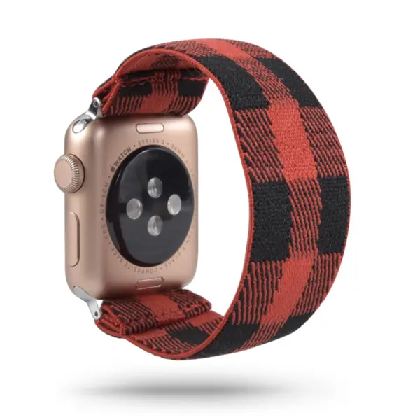 a.ny5 .147 Main Red Black Plaid StrapsCo Nylon Elastic Band Strap for Apple Watch 38mm 40mm 42mm 44mm