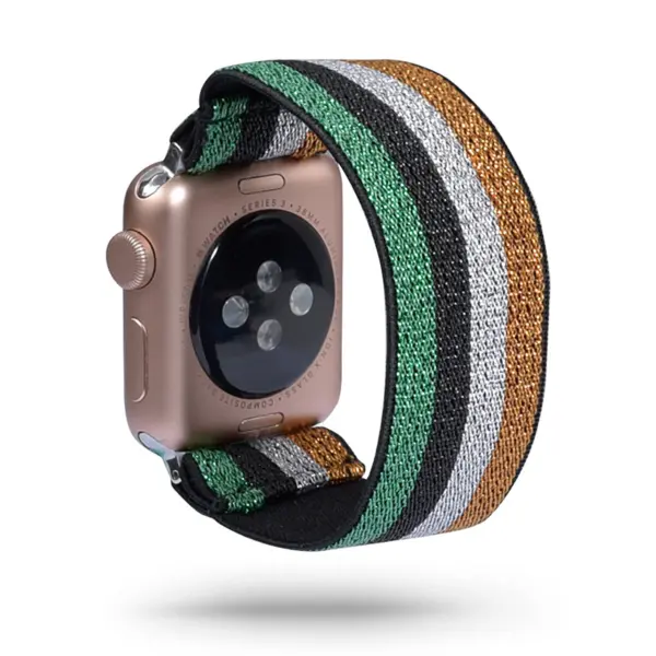 a.ny5 .144 Main Green Gold StrapsCo Nylon Elastic Band Strap for Apple Watch 38mm 40mm 42mm 44mm