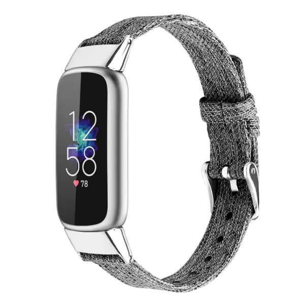 Fb.ny37.7b Angle Dark Gray StrapsCo Canvas Strap For Fitbit Luxe Nylon Canvas Strap Band