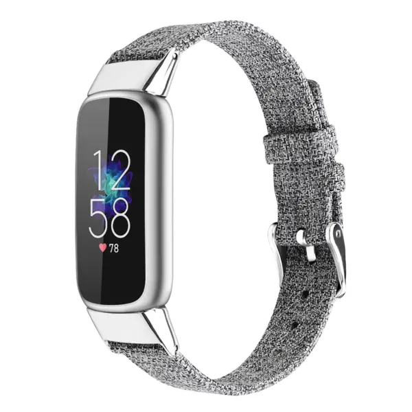 Fb.ny37.7 Angle Gray StrapsCo Canvas Strap For Fitbit Luxe Nylon Canvas Strap Band
