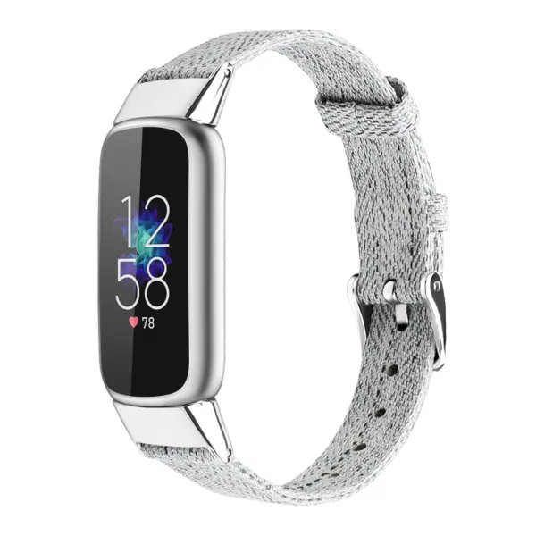 Fb.ny37.7a Angle Light Gray StrapsCo Canvas Strap For Fitbit Luxe Nylon Canvas Strap Band