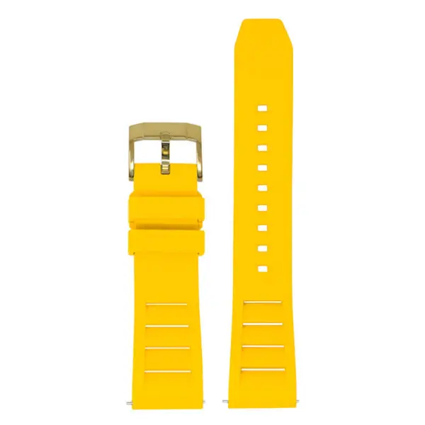 fk13.22 yg Yellow Dassari Vented FKM Rubber Watch Band Strap 20mm 22mm