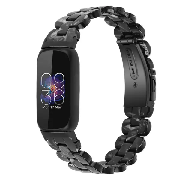 fb.w6.4 Front Black StrapsCo Marble Stone Bracelet For Fitbit Inspire 3