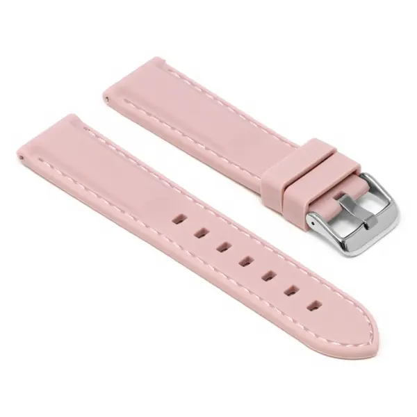 Pu1.13.13 Angle Pink With Pink Stitching StrapsCo Silicone Rubber Divers Watch Band Strap With Contrast Stitching