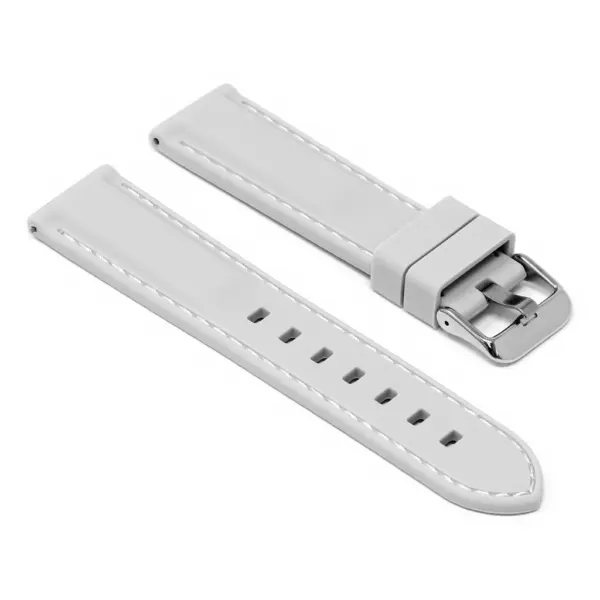 Pu1.7.7 Angle Grey With Grey Stitching StrapsCo Silicone Rubber Divers Watch Band Strap With Contrast Stitching
