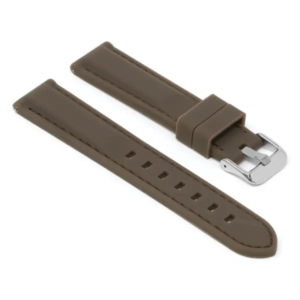 Pu1.2.2 Angle Brown With Brown Stitching StrapsCo Silicone Rubber Divers Watch Band Strap With Contrast Stitching