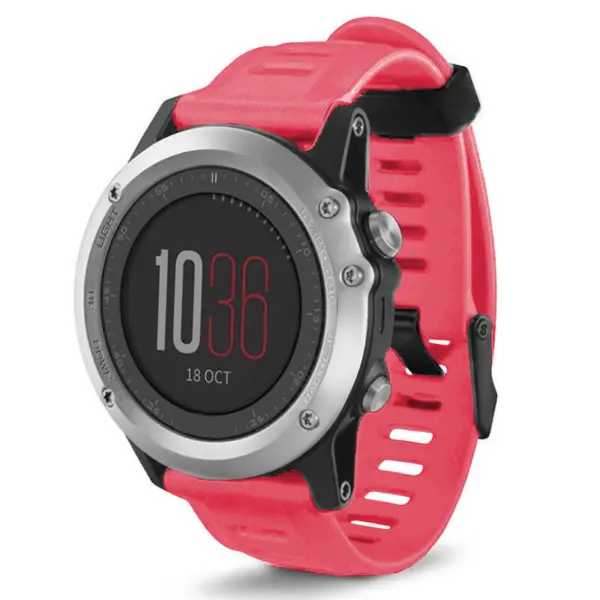 g.r1.13c Front Magenta StrapsCo Silicone Rubber Watch Band Strap for Garmin Fenix 5X Fenix 5X Plus Fenix 3 Fenix 3 HR updated