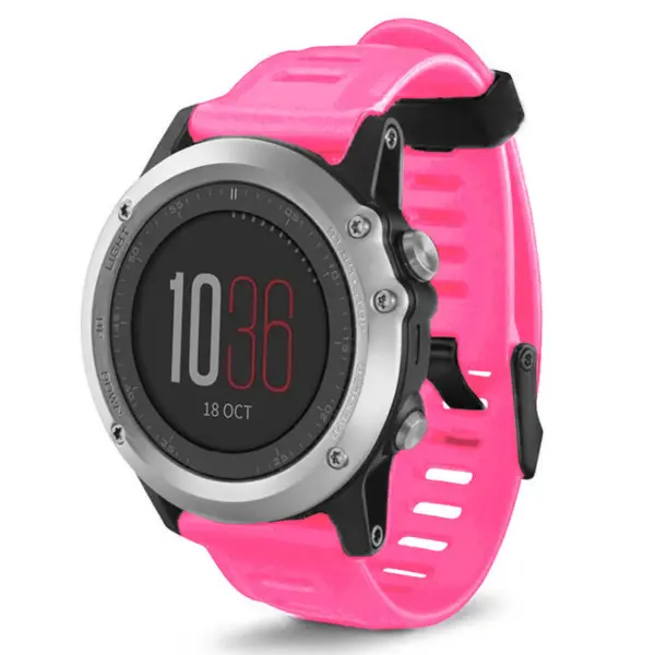 g.r1.13b Front Hot Pink StrapsCo Silicone Rubber Watch Band Strap for Garmin Fenix 5X Fenix 5X Plus Fenix 3 Fenix 3 HR updated
