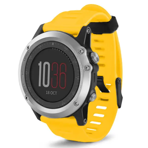 g.r1.10 Front Yellow StrapsCo Silicone Rubber Watch Band Strap for Garmin Fenix 5X Fenix 5X Plus Fenix 3 Fenix 3 HR updated