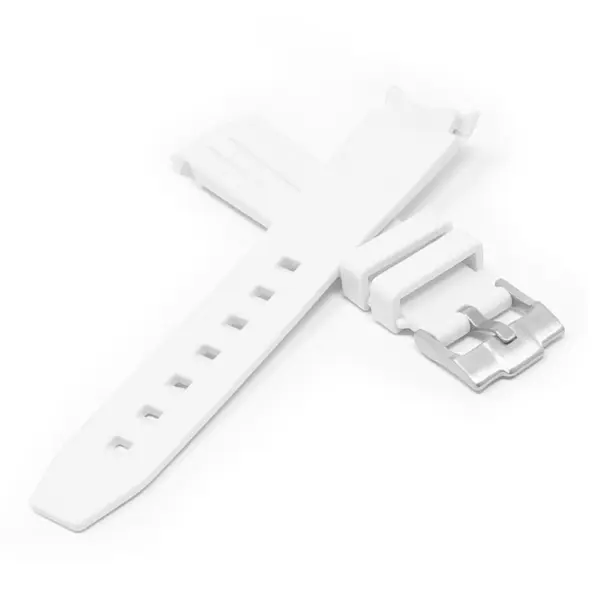 ms2.22 Cross White StrapsCo Fitted Smooth Rubber Strap For Omega X Swatch Moonswatch
