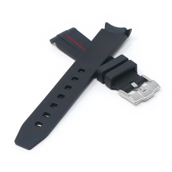 ms2.1.6 Cross Black & Red StrapsCo Fitted Smooth Rubber Strap For Omega X Swatch Moonswatch