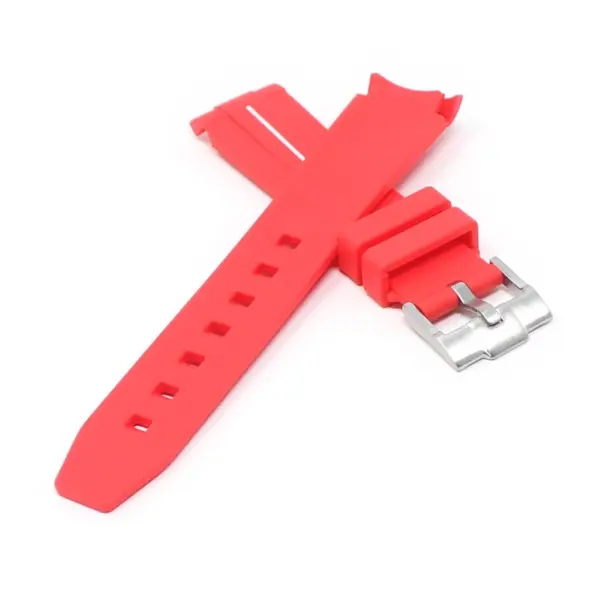 ms2.6.22 Cross Red & White StrapsCo Fitted Smooth Rubber Strap For Omega X Swatch Moonswatch