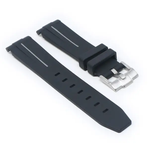 ms2.1.7 angle Black & Grey StrapsCo Fitted Smooth Rubber Strap For Omega X Swatch Moonswatch