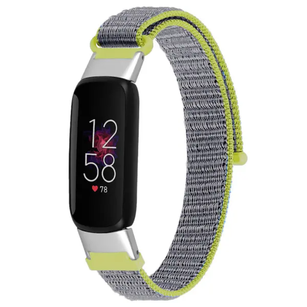 Fb.ny39.11.7 Main Green & Gray StrapsCo Adjustable Nylon Strap For Fitbit Luxe Nylon Canvas Strap Band