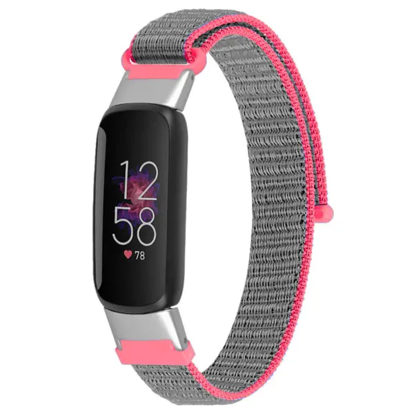 Fb.ny39.13.7 Main Pink & Gray StrapsCo Adjustable Nylon Strap For Fitbit Luxe Nylon Canvas Strap Band