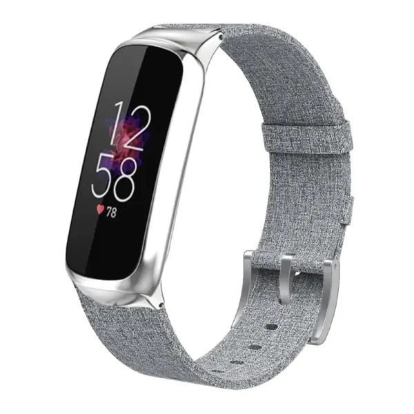 Fb.ny38.7 Main Gray StrapsCo Canvas Strap For Fitbit Luxe Nylon Canvas Strap Band