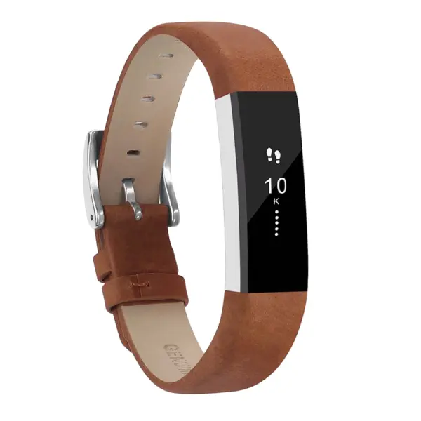 Fb.l3.3 Front Tan Genuine Leather Replacement Watch Band Strap For Fitbit Alta & Alta HR