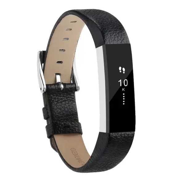 Fb.l3.1 Front Black Genuine Leather Replacement Watch Band Strap For Fitbit Alta & Alta HR