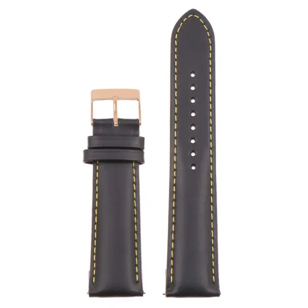 St18.1.10.rg Up Black & Yellow (Rose Gold Buckle) Padded Smooth Leather Watch Band Strap