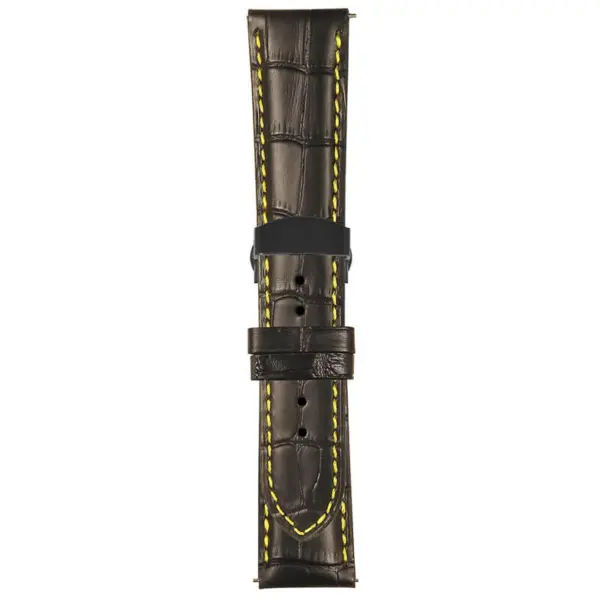 Black and Yellow Mens Crocodile Embossed Strap with Deployant Matte Black Clasp