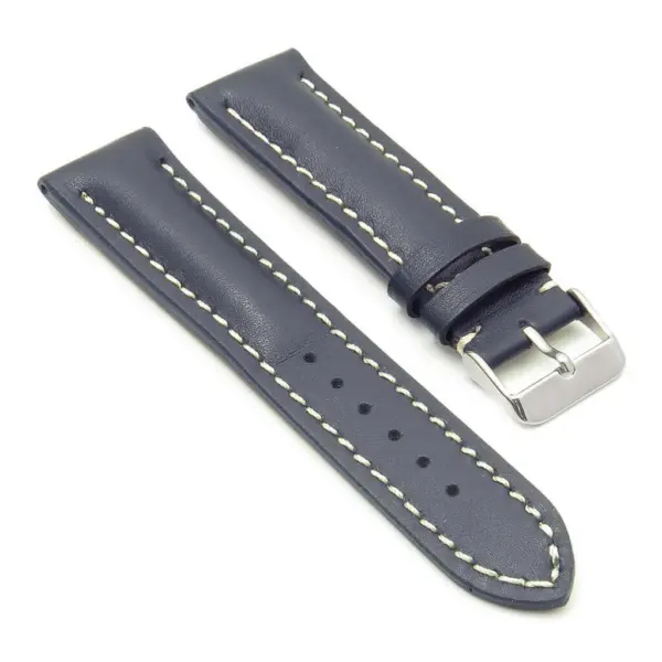 DASSARI Transit brb2.5a.22 Smooth Italian Leather Strap dark blue with white stitching