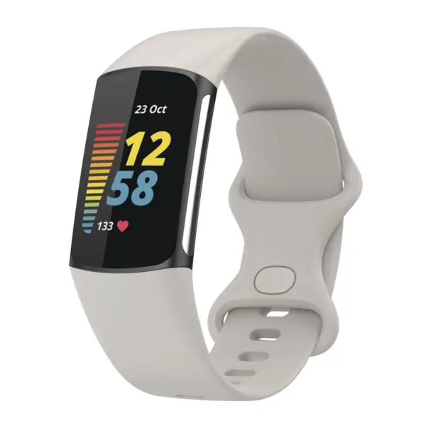 Fb.r73.7 Main Grey StrapsCo Rubber Infinity Band For Fitbit Charge 5 Silicone Strap