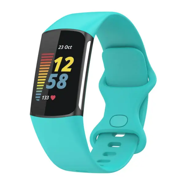 Fb.r73.5b Main Aqua StrapsCo Rubber Infinity Band For Fitbit Charge 5 Silicone Strap