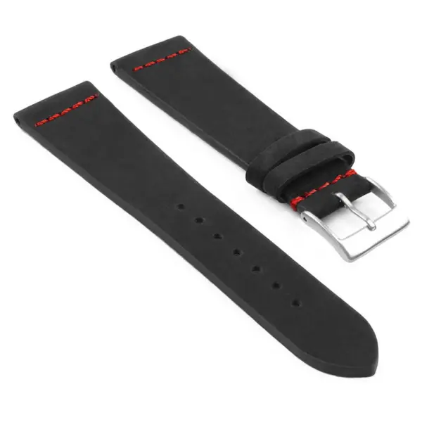 su1.1.6 DASSARI Suede Strap in Black w Red Stitching