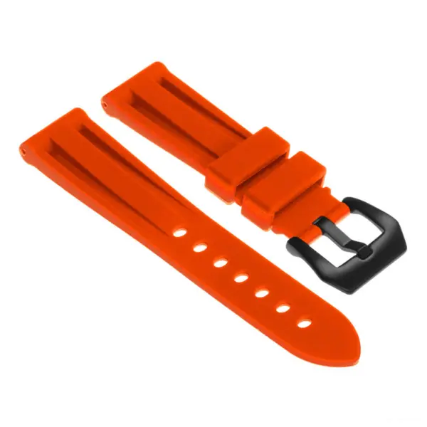 R.pn1.12.mb Silicone Rubber Strap In Orange W Matte Black Buckle