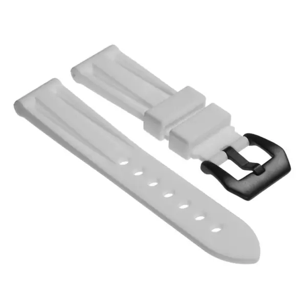 R.pn1.22.mb Silicone Rubber Strap In White W Matte Black Buckle