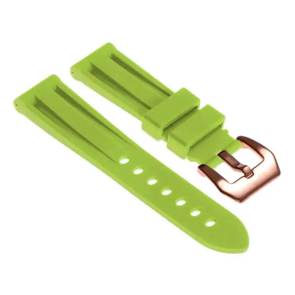 R.pn1.11a.rg Silicone Rubber Strap In Lime Green W Rose Gold Buckle