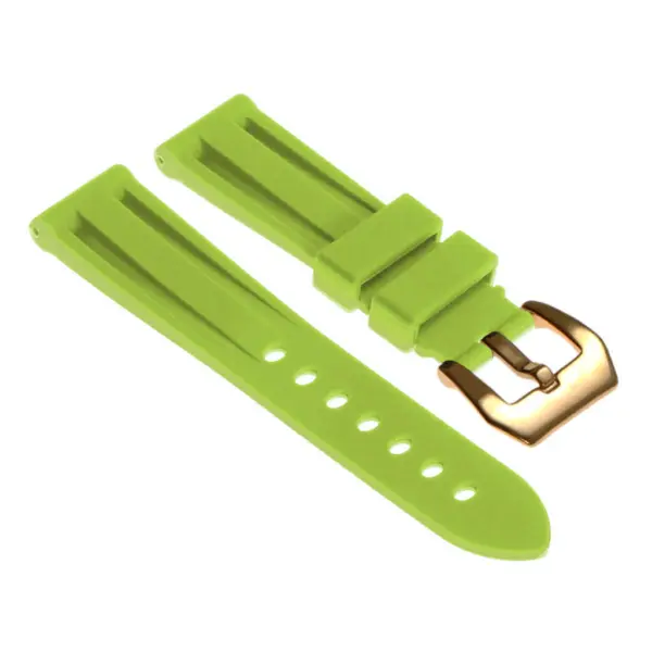 R.pn1.11a.yg Silicone Rubber Strap In Lime Green W Yellow Gold Buckle