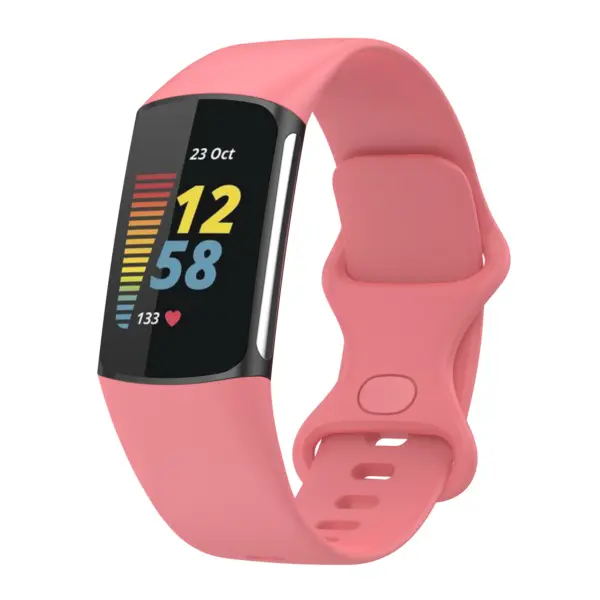 Fb.r73.13 Main Pink StrapsCo Rubber Infinity Band For Fitbit Charge 5 Silicone Strap