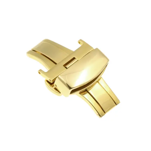 Cl6.yg Closed Yellow Gold Stainless Steel Double Folding Butterfly Deployant Deployment Clasp