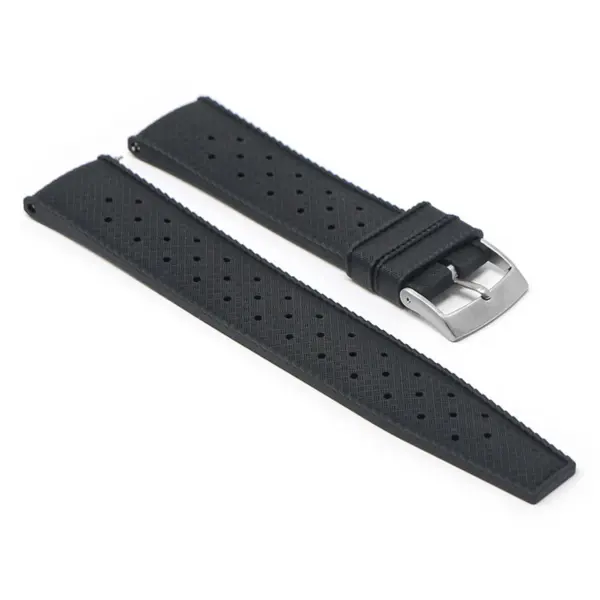 fk6.1 Angle Black DASSARI Classic Tropical Style FKM Rubber Watch Band Strap 20mm 22mm