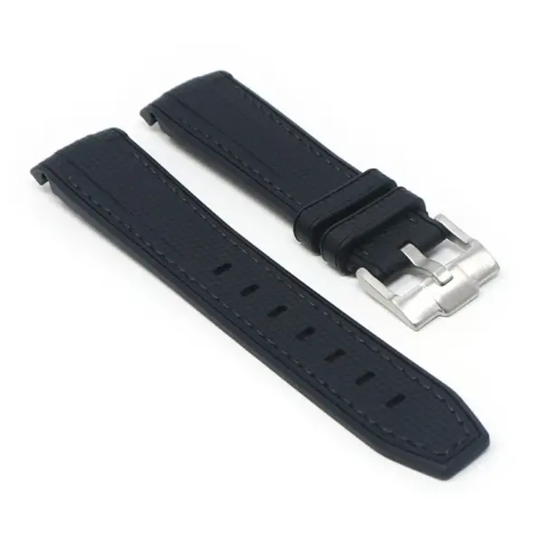 ms1.1 Angle Black StrapsCo Fitted Stitched Rubber Strap For Omega X Swatch Moonswatch
