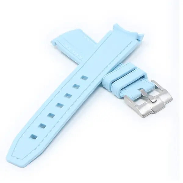 ms1.5c Cross Baby Blue StrapsCo Fitted Stitched Rubber Strap For Omega X Swatch Moonswatch