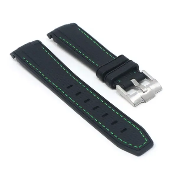 ms1.1.11 Angle Black & Green StrapsCo Fitted Stitched Rubber Strap For Omega X Swatch Moonswatch