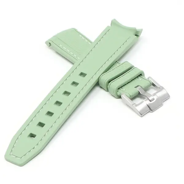ms1.11 Cross Green StrapsCo Fitted Stitched Rubber Strap For Omega X Swatch Moonswatch