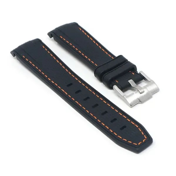 ms1.1.12 Angle Black & Orange StrapsCo Fitted Stitched Rubber Strap For Omega X Swatch Moonswatch