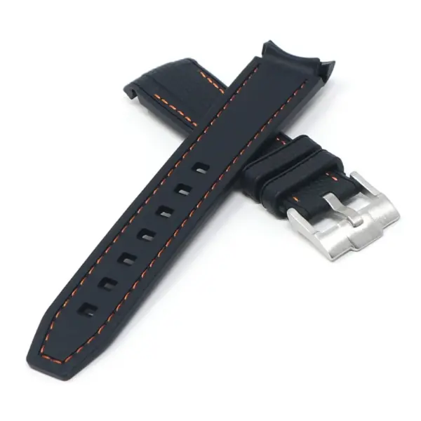 ms1.1.12 Cross Black & Orange StrapsCo Fitted Stitched Rubber Strap For Omega X Swatch Moonswatch