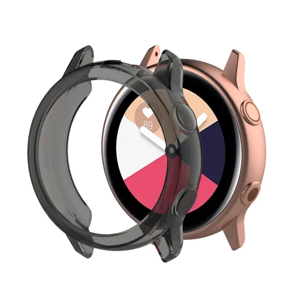 S.pc6 Main Black StrapsCo Silicone Rubber Protective Case Cover For Samsung Galaxy Watch Active