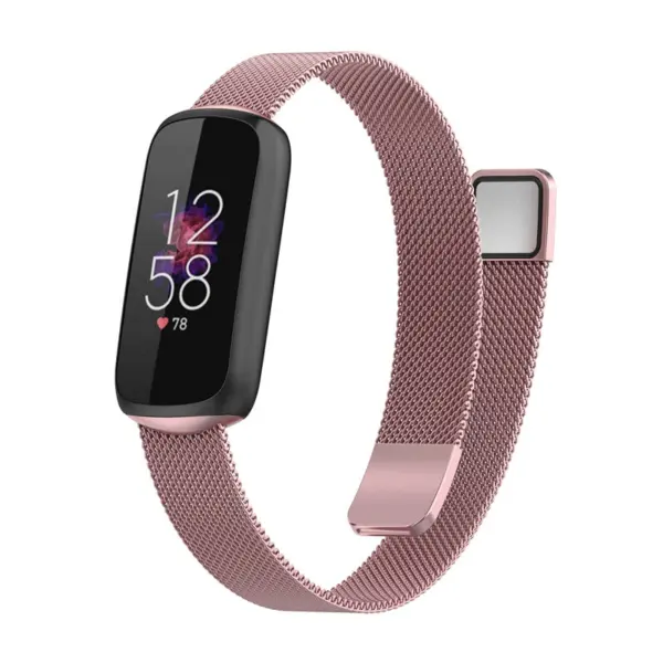 fb.m146.pg Main Pink Gold StrapsCo Stainless Steel Mesh Watch Band for Fitbit Luxe