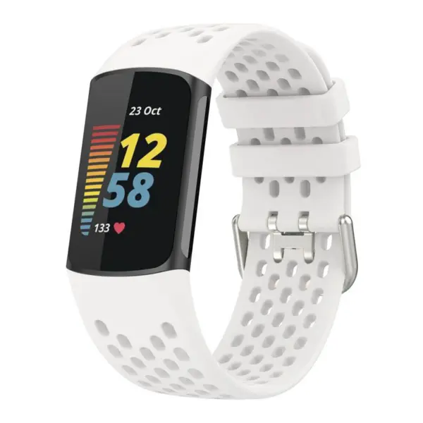 Fb.r71.17 Main Beige StrapsCo Rubber Sport Band For Fitbit Charge 5 Silicone Strap