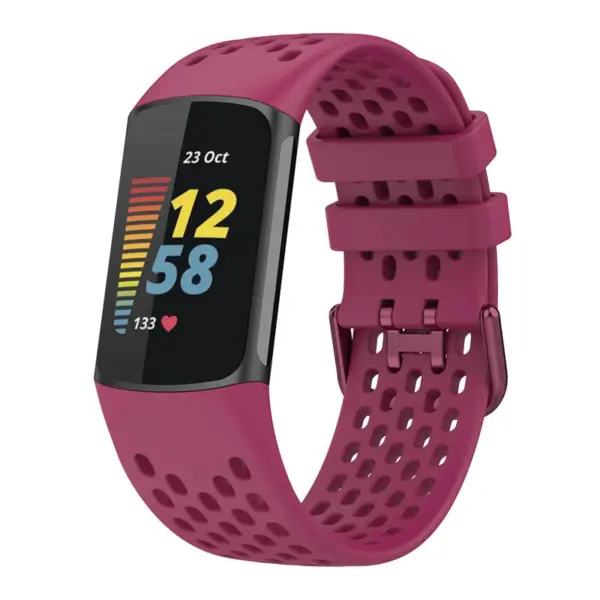 Fb.r71.6a Main Sangria Red StrapsCo Rubber Sport Band For Fitbit Charge 5 Silicone Strap